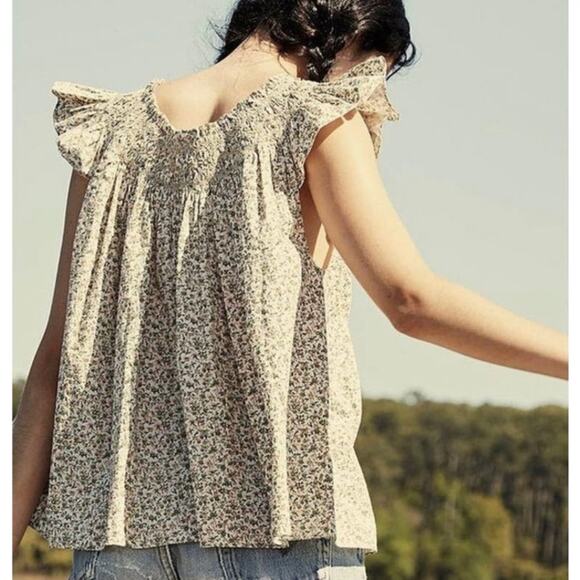 DOEN April Top in Green Summer Nectar Floral Print M - Picture 4 of 11